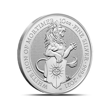 UK 10 oz silver Queen's Beast 2021 WHITE LION £10