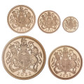 UK 5-Coin Gold Proof Sovereign Set 2022 Royal Coat of Arms