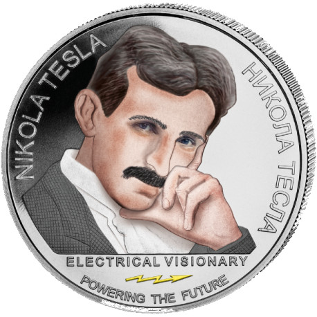 1 oz silver NIKOLA TESLA 2021 FREE ENERGY coloured