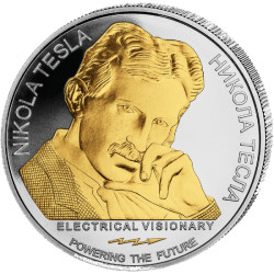1 oz silver NIKOLA TESLA 2021 FREE ENERGY gilded