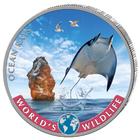 Wildlife 1 oz silver The RAY 2023 Congo 20 Fr Coloured