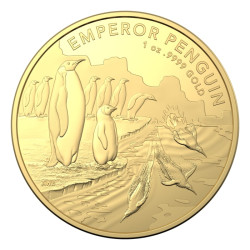 1 oz GOLD EMPEROR PENGUIN 2023 $1 BU Australian ANTARCTIC Territory