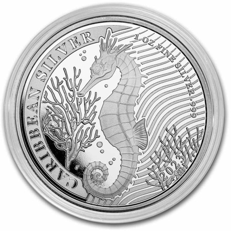 1 oz silver Caribbean Seahorse 2022 Barbados $1