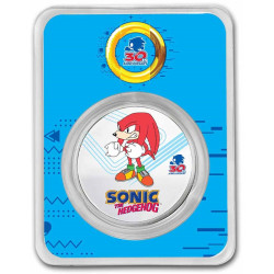 1 oz silver 35th Anniversary SONIC KNUCKLES $2 BU COLOURED
