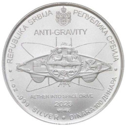 1 oz silver NIKOLA TESLA 2023 ANTI-GRAVITY 100 Dinar bu 