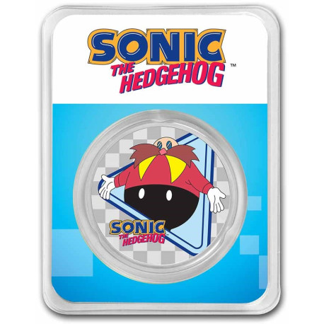 1 oz silver 35th Anniversary SONIC Dr. EGGMAN $2 BU COLOURED