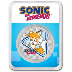 1 oz silver 35th Anniversary SONIC TAILS $2 BU COLOURED