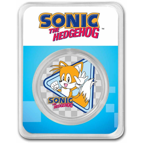 1 oz silver 35th Anniversary SONIC TAILS $2 BU COLOURED
