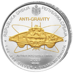 1 oz silver NIKOLA TESLA 2023 ANTI-GRAVITY Gilded