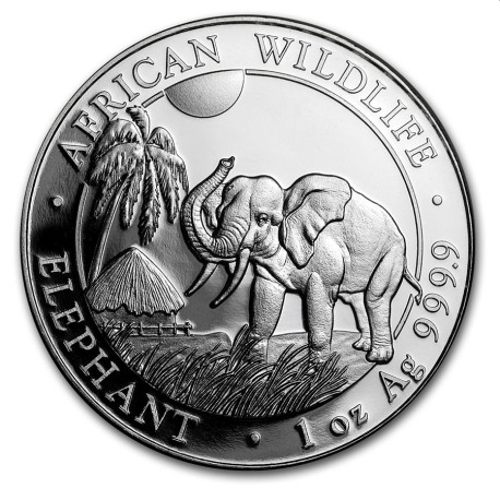 1 oz silver SOMALIA ELEPHANT 2017 High Releif Box+Coa