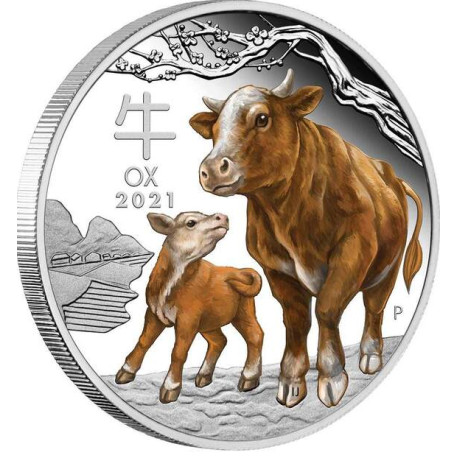 PM Lunar 3 OX 1 oz silver 2021 COLOURED BU $1 Australia