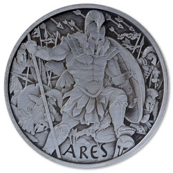 PM 1 oz silver GODS OF OLYMPUS 2023 ARES ANTIQUED $1