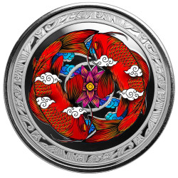 Fiji 1 oz silver KOI FISH 2023 COLOURED $1 BU