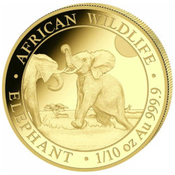 GOLD 1/10 oz ELEPHANT 2023 SOMALIA 100 SHILLINGS