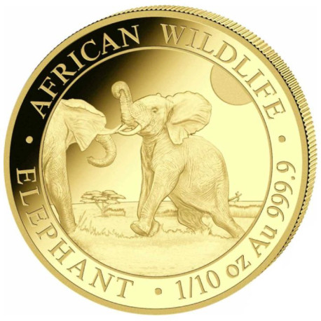 GOLD 1/10 oz ELEPHANT 2023 SOMALIA 100 SHILLINGS