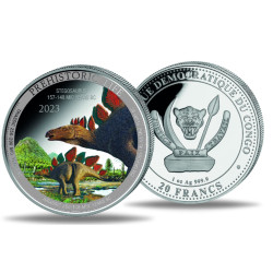1 oz silver Prehistoric Life STEGOSAURUS 2023 bu 20FR BU