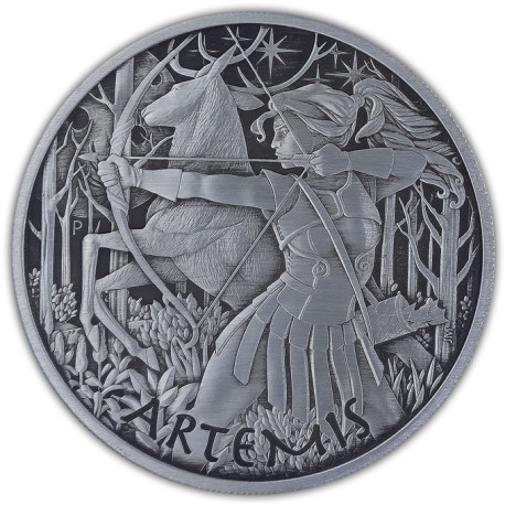 PM 1 oz silver GODS OF OLYMPUS 2023 ARES ANTIQUED $1
