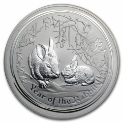 1/2 oz SILVER LUNAR RABBIT 2011 $0.50 bu