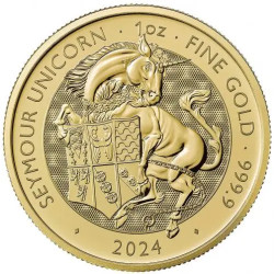 UK 1 oz gold TUDOR BEASTS 2024 SEYMOUR UNICORN £100 bu