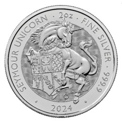 UK 2 oz silver Tudor Beasts SEYMOUR UNICORN 2024 BU £5