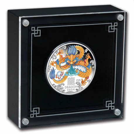 Australian Lunar Series III 2024 Year of the Dragon 1oz Silver Proof Coloured Coin