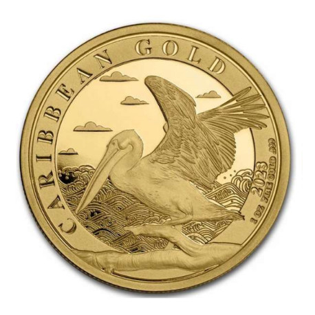 1 oz GOLD PELICAN 2019 Eastern Caribbean N°2 / 8 EC2 ST. KITS & NEVIS $10