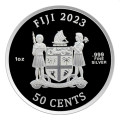 Fiji 1 oz silver UNICORN 2023 bu $5 Coloured Proof-Like