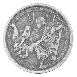 1 oz silver Legends of JAPAN 2020 MOMOTARO & The DEMON SUBDUED in ANIME Style ANTIQUED Samoa