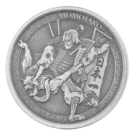 1 oz silver Legends of JAPAN 2020 MOMOTARO & The DEMON SUBDUED in ANIME Style ANTIQUED Samoa