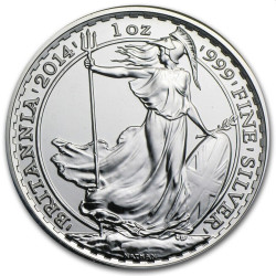 UK 1 oz SILVER BRITANNIA 2014 £2 bu