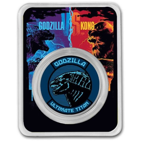 Niue 1 oz silver GODZILLA vs KONG MECHAGODZILLA 2021 BU $2 Colorized in TEP