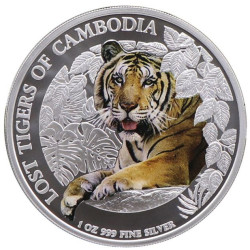 CAMBODIA 3000 RIELS 1 oz silver Lost Tigers 2024 bu COLOURED 3 000 Riels 