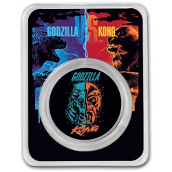 Niue 1 oz silver GODZILLA vs KONG - FACE-OFF 2021 BU $2 Colorized in TEP