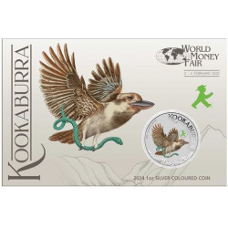 World Money Fair - Coin Show Special Australian Kookaburra 2022 1oz Silver Coin