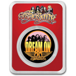 1 oz silver AEROSMITH 50th Anniversary 2023 $2 DREAM ON bu COLOURED in TEP