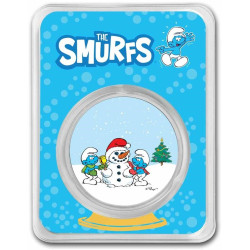 1 oz silver SMURFS SNOWMAN 2023 bu Coloured $2 in TEP