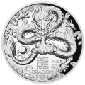 Australian Lunar Series III 2024 Year of the Dragon 5oz Silver Proof High Relief Coin