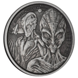1 oz silver 5 CEDIS Ghana ALIEN 2023 ANTIQUED 20 CEDIS