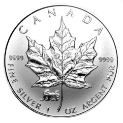 1 oz silver MAPLE LEAF 1998 $5 PRIVY LUNAR TIGER bu
