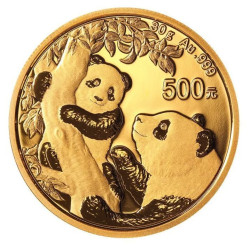 Gold CHINA PANDA 30 GR 2021 Yuan 500 PCGS MS70