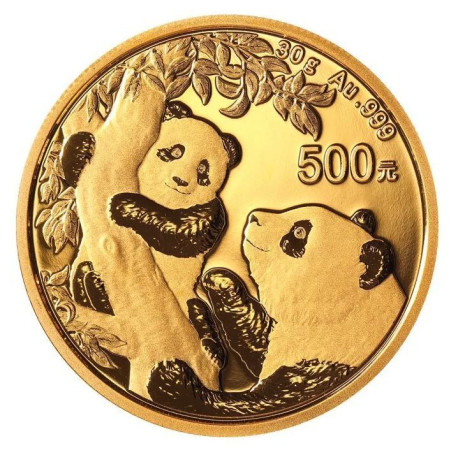 Gold CHINA PANDA 30 GR 2021 Yuan 500 PCGS MS70