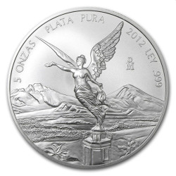 Mexico 5 oz silver LIBERTAD 2012 bu