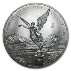 Mexico 5 oz silver LIBERTAD 2010 bu