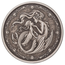Samoa 1 oz silver PACIFIC MERMAID 2022 BU ANTIQUED 2 Tala