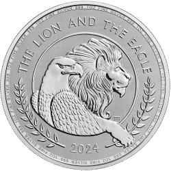 UK 1 oz silver BRITISH LION - US EAGLE 2024 £2 BU