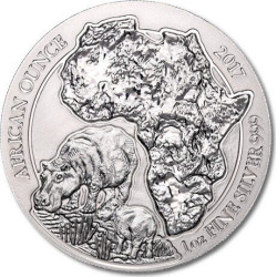 1 oz SILVER RWANDA HIPPO 2017