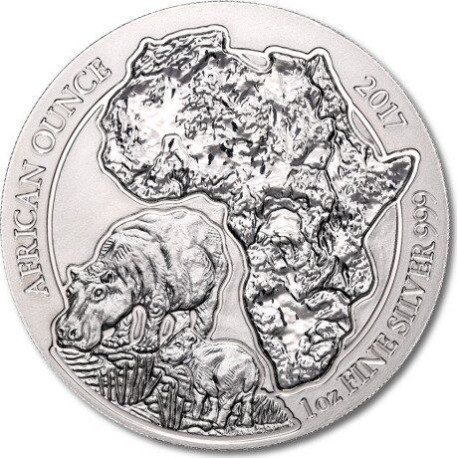 1 oz SILVER RWANDA HIPPO 2017