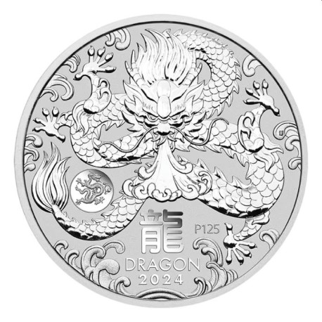 PM Lunar 3 DRAGON 1 oz silver 2024 BU $1 Privy Mark Dragon Australia