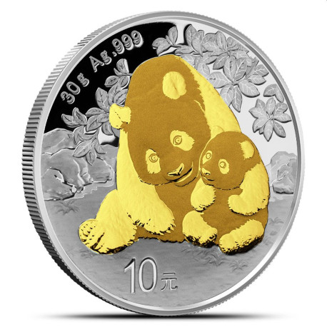 30 GR SILVER PANDA 2024 GILDED Yuan 10