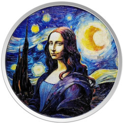 1 oz silver MONA LISA x VAN GOGH 2024 Coloured Proof-Like $0.50